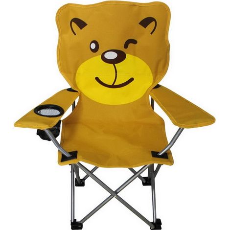 Chaise de pêcheur exclusive LEX Linder pour enfants avec porte-gobelet MC2504 Motif : Ours
