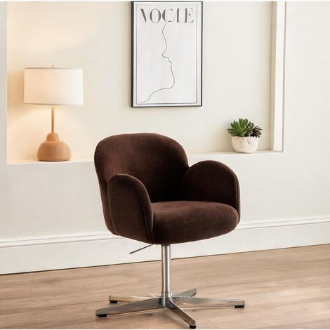 Fauteuil de salle à manger pivotant marron 360° en velours (1/5)