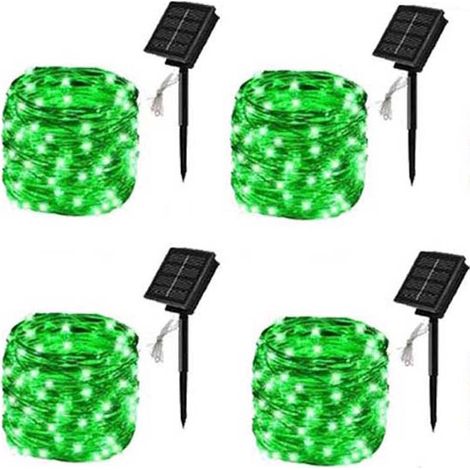 Lot de 4 Guirlandes Solaires Extérieures, 200LED 20M Guirlande Lumineuse Étanche 8 Modes Lumière de Décoration pour Jardin, Cour (Vert) (1/5)