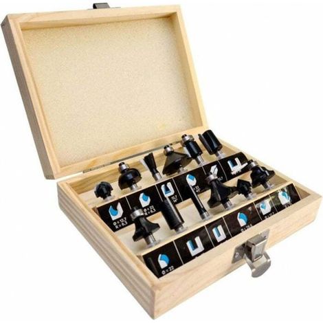 Coffret de 12 mèches de défonceuse - Carbure haute qualité Queue 6 mm - Menuiserie bois - Assortiment rainurage (1/4)