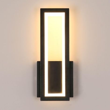 Applique Murale Intérieure LED, 16W 2000LM Moderne Acrylique Lampe Murale Noir, Luminaire Mural 3000K Blanc Chaud pour Chambre, Salon, Couloir, Escalier, 32CM (1/5)