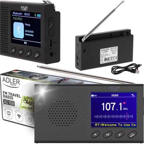 Radio portátil AD 1198 - LCD - FM - Bluetooth - Reloj (1/5)