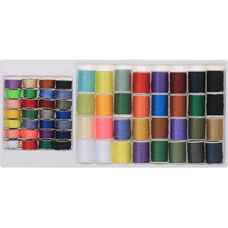 Ensemble de 60 bobines de fil à coudre de couleurs assorties, en métal, compatibles avec les machines à coudre électriques domestiques Brother, Janome, Kenmore et Singer. (1/5)