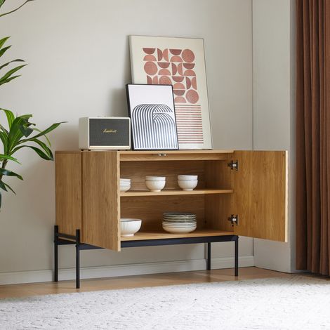 credenza contenitore 100x40 design lineare naturale OKMYHOME (1/5)