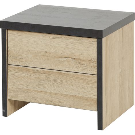SIWA - Chevet 1 Porte Effet Bois et Beton Ciré (1/3)