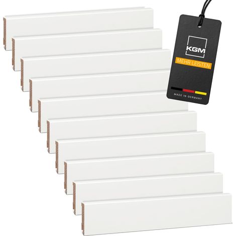 KGM Sockelleiste weiß Kiefer Massivholz lackiert RAL9010 96m 16x58mm