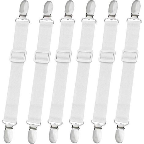 Sangles Pour Drap De Lit - Réglables Élastiques Avec Pinces - Pour Drap-Housse Et Housses De Matelas - Lot De 8