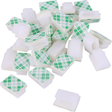 30X Support de CaBle Clip de CaBle Serre-CaBle Auto-AdhéSif Blanc (1/4)