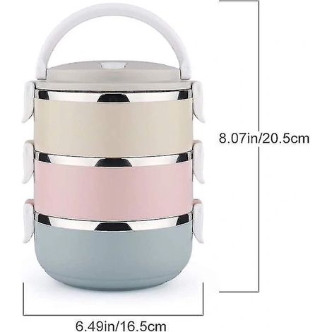 Sac à lunch isotherme à 3 compartiments, en acier inoxydable, étanche, empilable, pour une utilisation à domicile et un rangement pratique.-AquaForge (1/4)