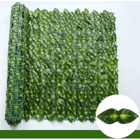 (Périlla verte, 100 x 300 cm) 1 x 3 m Haie de lierre artificielle à feuilles vertes, panneaux de clôture, fausse haie d'intimité pour la décoration extérieure de la maison, du jardin ou du balcon (1/4)