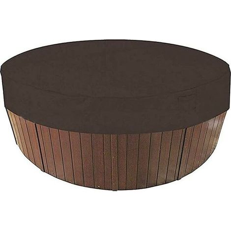 Housse de Protection pour Piscine Ronde, Couverture Solaire 190T, Bâche de Spa Étanche, Accessoire d'Entretien pour Bassin Extérieur, 190x30 cm, Marron