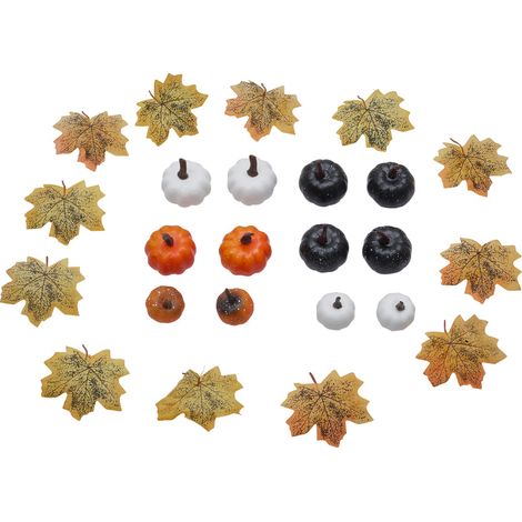 Set of 24 Halloween Maple Leaves Pumpkins Ornament Set (1/4)
