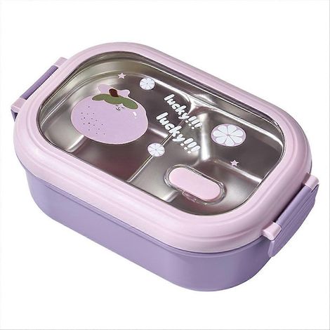 Beheizbare Lunchbox für Kinder, mikrowellengeeignete, isolierte Lunchbox, tragbarer Speisebehälter mit Besteck, niedliches Design, 3 Fächer, verschiedene Farben, für den täglichen Gebrauch in Schule u (1/5)