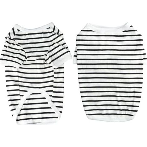 CSPARKV 48x68x48cm Striped Dog T-Shirt Summer Dog Shirts Soft Breathable Cotton T-Shirt, Chihuahua Short Sleeve Clothes for Small Dogs and Cats (1/5)