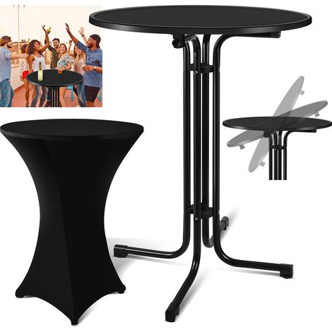 Randaco Stehtisch mit Husse Bistro klappbar Garten Partytisch Bistrotisch Tisch Rund Ø 80 cm Schwarz