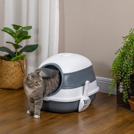 Déodorant et cuillère à litière pour chats jusqu’à 5 kg,gris blanc,52x41x38cm,inhibiteur des odeurs et hygiénique (1/5)