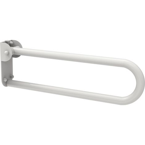 Maniglione barra ribaltabile cm 60 con piastra lunga inox bianco (1/3)