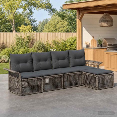 Set Divano da Giardino 5 pcs Grigio polyrattan vidaXL (1/5)