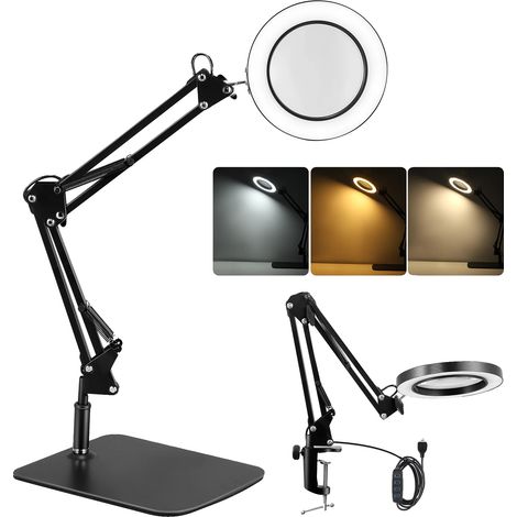Lupa, luz LED, diseño con clip ajustable, color negro. (1/2)