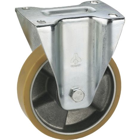 Bockrolle Polyurethan-Rad ø 125 mm Alufelge Industrierolle Tragkraft 220 kg