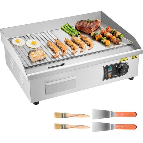Plaque Épaisse 8 mm Cuisson Rapide Plancha Inox 3200W Gril de Table pour Intérieur et Extérieur (1/5)