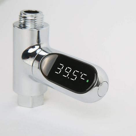 Thermomètre de robinet/douche avec affichage LED, affichage numérique, facile à installer, conversion °C/°F. (1/5)