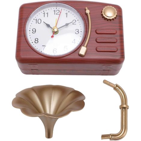 Vintage Grammophon-Wecker aus Kunststoff, batteriebetrieben, dekorativer Tischwecker