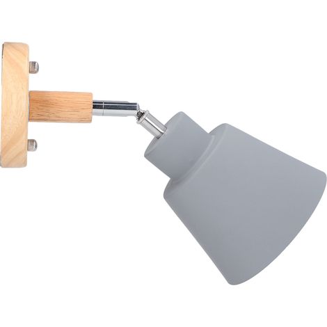 Applique Murale Moderne Style Minimaliste en Bois Décoration Gris Luminaire avec Prise et Interrupteur pour Bar Salon 100-240V Prise EU