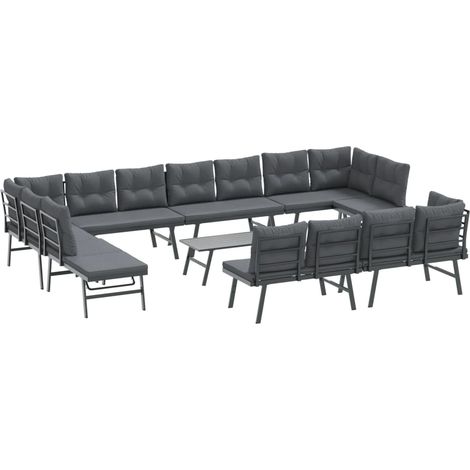 Maison Exclusive - 9-tlg. Garten-Sitzgruppe mit Kissen Schwarz St