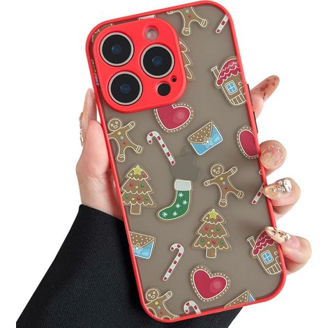 Christmas Case for 16 Pro Max, Anti-Shock Protective Case Cover with Christmas Pattern Anti-Scratch Frosted Hard PC Back with Soft Bumper, Gingerbread Man (1/5)