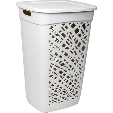 Panier à linge 60L Fabriqué en France + Couvercle charnière - Blanc - Livraison gratuite (1/5)