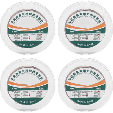 Fil de découpe pour écran de téléphone, 4 rouleaux de 100m, acier au carbone haute résistance, fil molybdène 0,1mm, précision optimale (1/5)