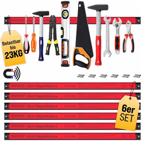 MONZANA® Barre magnétique pour outils aimant puissant rangement outils barre aimantée murale charge max. 23 kg outillage 6x 45 cm