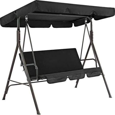 Housse de Remplacement pour Balançoire Extérieure,Toit de Rechange pour Balancelle de Jardin 210D Oxford Imperméable Anti-UV Couverture de Remplacement pour Balançoire(Black,19512515cm) (1/5)