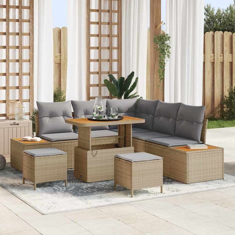 Gartensofa-set 8 pcs Beige Poly-Rattan