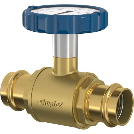 Flamco Valvola a sfera con maniglia termometro, blu DN25 Press 28 PN16 M+V profilo MS, F10523