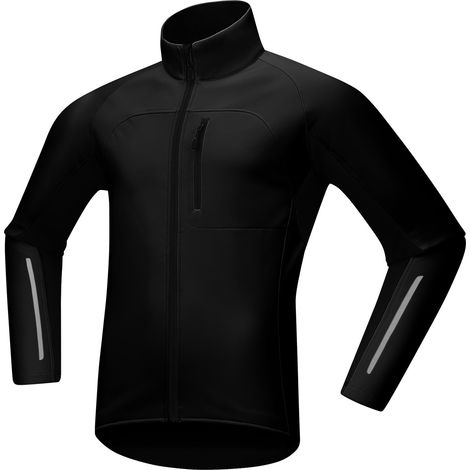 Veste de cyclisme coupe-vent pour homme, coque souple, doublure polaire chaude, plusieurs poches, hiver avec détails réfléchissants (1/5)