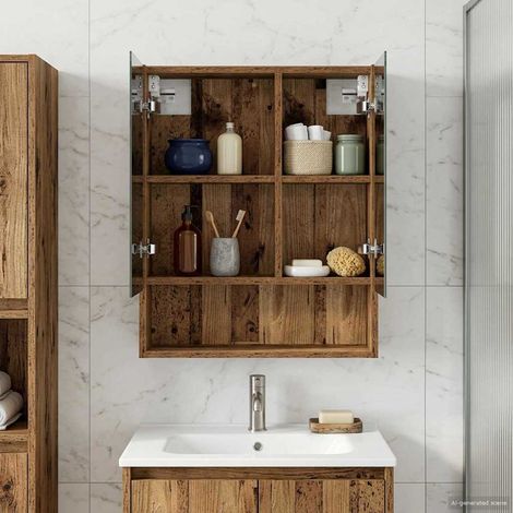 vidaXL Armoire Miroir de Salle de Bain Bois ancien 50 x 14,5 x 70 cm