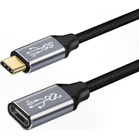 Câble Rallonge USB-C 3.1 Gen 2 Mâle-Femelle 100W, Cordon Extension Type C pour Charge et Transfert de Données (1/4)