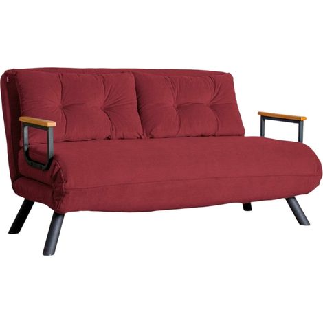 Divano Letto 2 Posti Calvin, Contenitore, Reclinabile, Apertura Click-clack, 133x78 cm Rosso