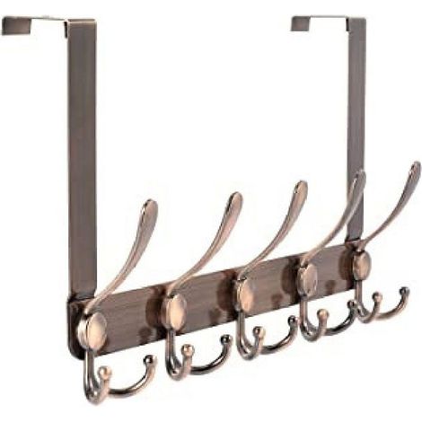 Porte-manteau en acier inoxydable avec 15 crochets pour cuisine, salle de bain, couloir ou chambre KLB