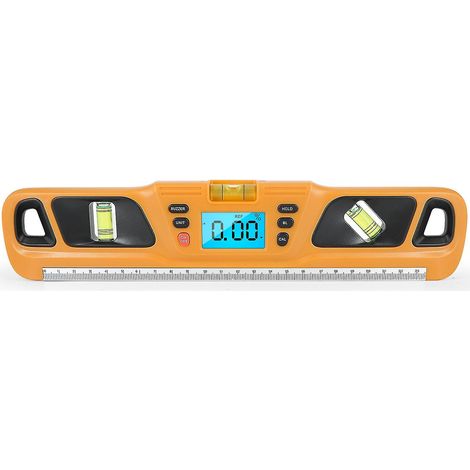 Digitaler Winkelmesser mit LCD-Anzeige, magnetischer Wasserwaage aus Edelstahl, multifunktionaler Winkelmesser, ab-gelb