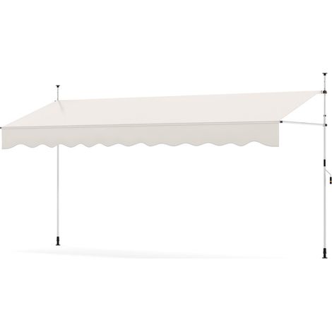 Tenda da sole retrattile manuale 400 cm x 120 cm manovella regolabile atmosfera accogliente poliestere bianco 200013642
