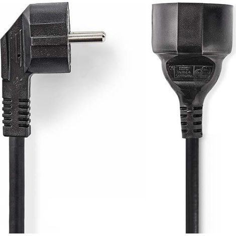 Cable de alimentacion conector de alimentacion macho conector de alimentacion hembra en angulo recto niquelado 300 metros redondo pvc negro sobre