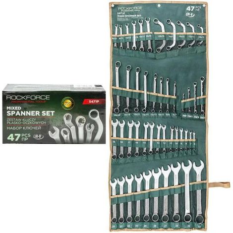 Juego de llaves combinadas Rockforce de 47 piezas, 6-32 mm, chapa de CrV