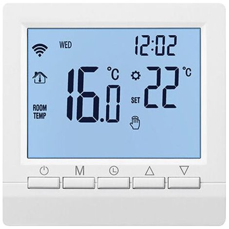 Thermostat de chaudière à gaz (avec piles), thermostat mural, thermostat programmable, thermostat d'ambiance, alimenté par 2 piles AA, pas de WiFi, piles non incluses (1/5)