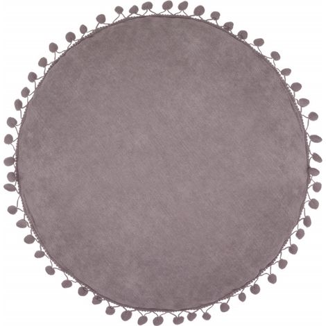 Coussin rond pompons diamètre 40 cm Atmosphera - Rose - Rose -