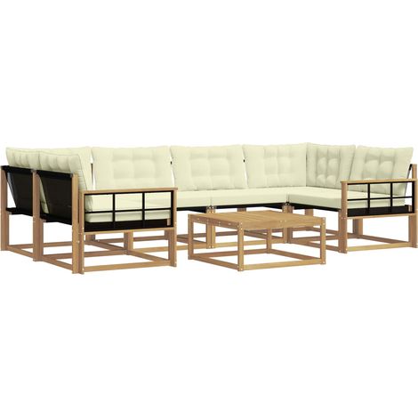 Set di divani da esterno 7 pz Bianco e Crema vidaXL (1/5)