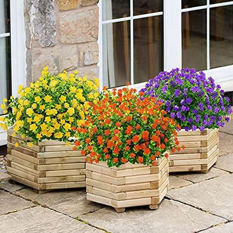 Fleurs Artificielles - Pour Extérieur - Résistantes Aux UV - 15 Pouces x 6,5 Pouces - 7 Branches Par Bouquet - Lot De 6 (1/5)