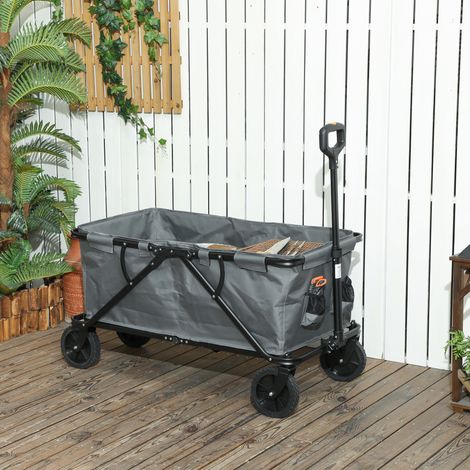 Gartenwagen 120 kg belastbar, klappbar Transportwagen mit herausnehmbare Plane 160 Liter Dunkelgrau